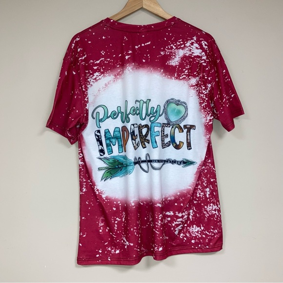 Perfectly Imperfect TShirt Women’s Large Tie Dye Top Novelty Funny Arrow Relaxed - Picture 3 of 5